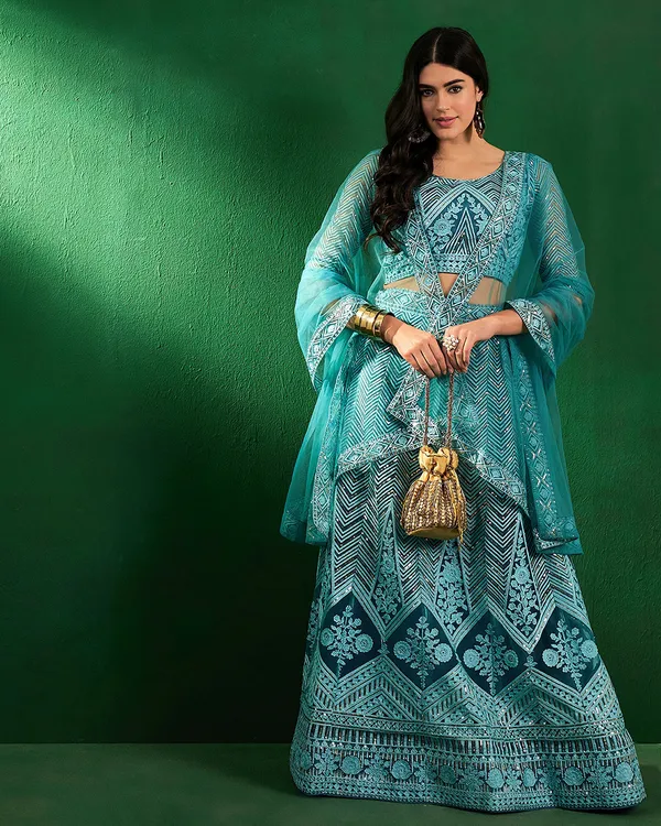 Sky_Blue_Net_Sequence_Embroidered_Semi_Stitched_Cancan_Attached_Lehenga_With_Choli_And_Dupatta