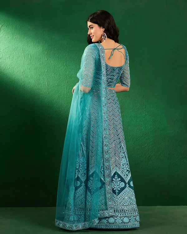Sky_Blue_Net_Sequence_Embroidered_Semi_Stitched_Cancan_Attached_Lehenga_With_Choli_And_Dupatta