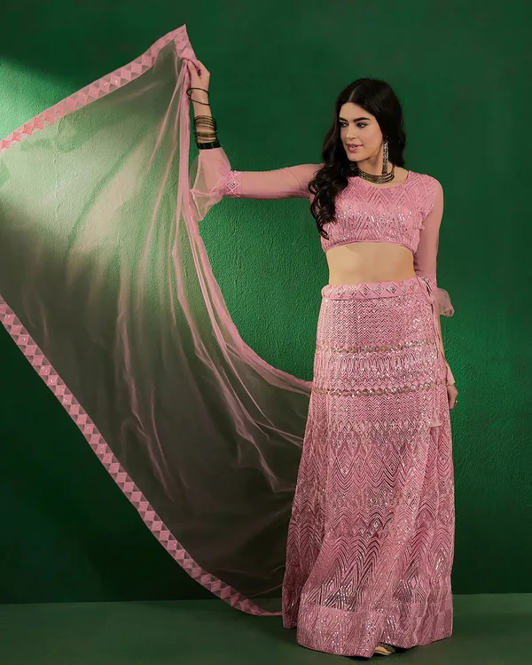 Pink_Net_Sequence_With_Embroidery_Semi-Stitched_Lehenga_Choli