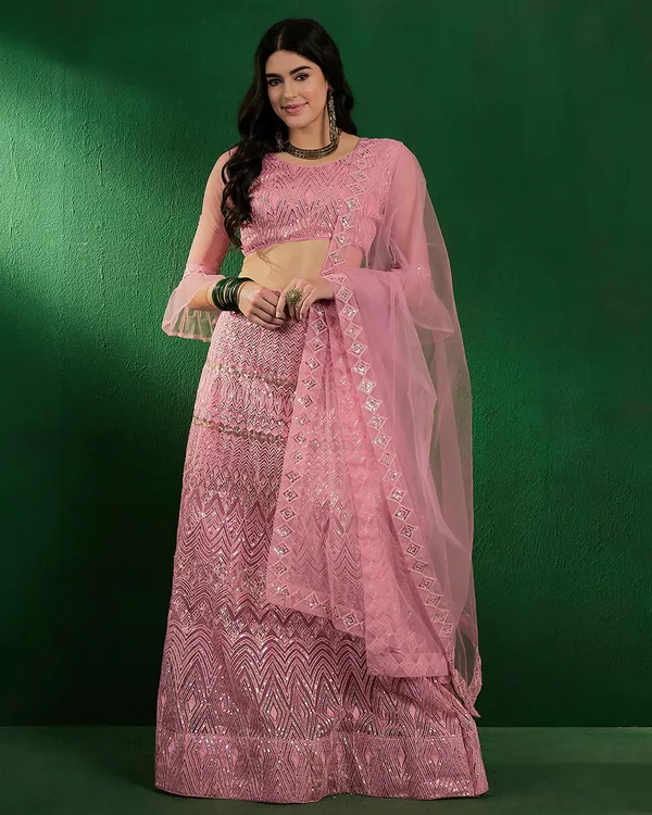 Pink_Net_Sequence_With_Embroidery_Semi-Stitched_Lehenga_Choli