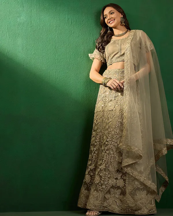 Beige_Color_Net_Sequins_&_Embroidered_Work_Semi_Stitched_Lehenga_With_Unstitched_Blouse_&_Dupatta