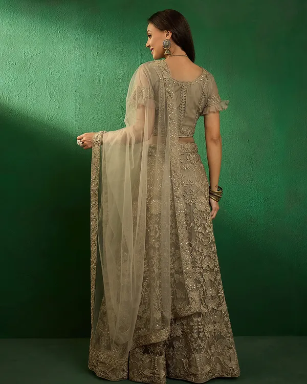 Beige_Color_Net_Sequins_&_Embroidered_Work_Semi_Stitched_Lehenga_With_Unstitched_Blouse_&_Dupatta
