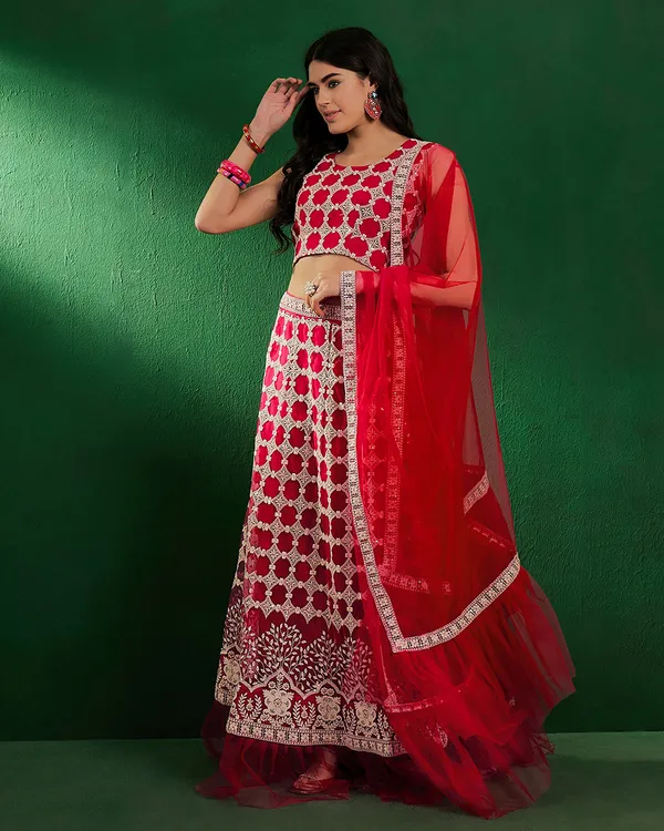 Women_Pink_Net_Sequence_Semi_Stitched_Lehenga_Choli_With_Dupatta