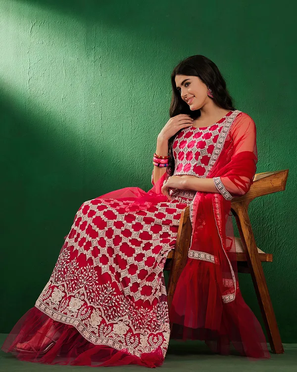 Women_Pink_Net_Sequence_Semi_Stitched_Lehenga_Choli_With_Dupatta