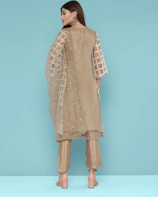 Beige_Net_Sequence_Embroidered_Dress
