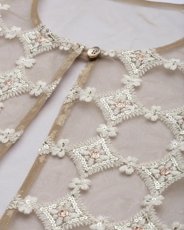 Beige_Net_Sequence_Embroidered_Dress