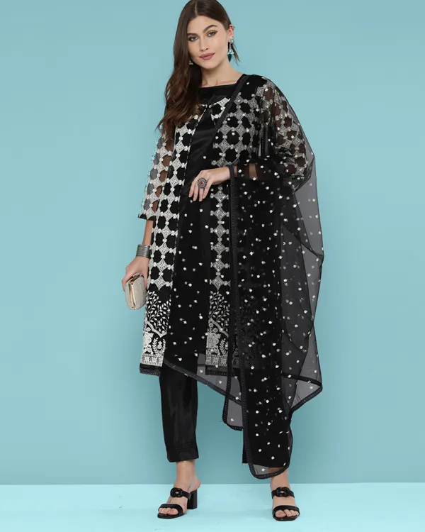 Black_Net_Sequence_Embroidered_Dress