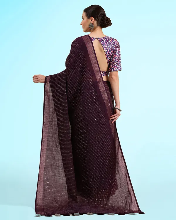 Purple_Cotton_Blend_Sequence_Silk_Border_Saree