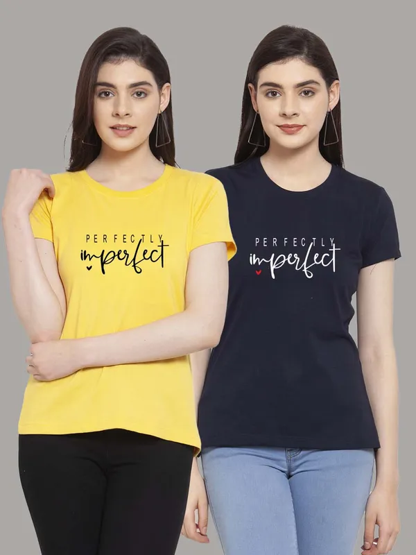Pack_of_2_Yellow_&_Navy_Blue_Cotton_Round_Neck_Raglan_Sleeves_Printed_T-Shirt_For_Women