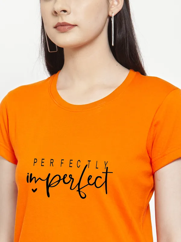 Orange_Cotton_Perfectly_Imperfect_Print_Round_Neck_T-Shirt_For_Women