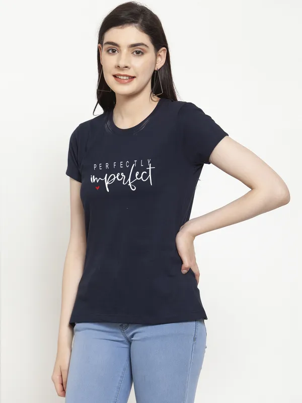 Navy_Blue_Cotton_Perfectly_Imperfect_Print_Round_Neck_T-Shirt_For_Women