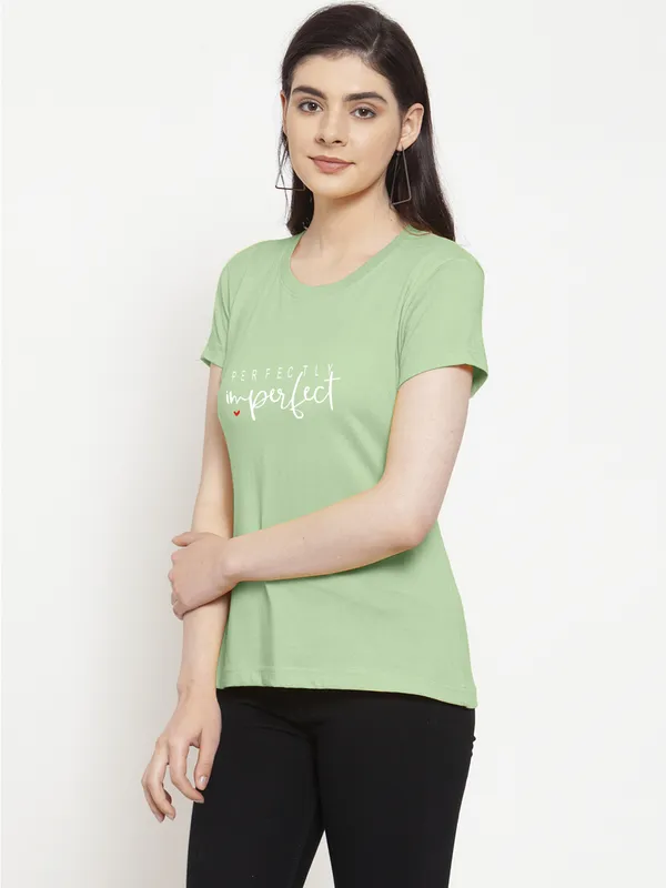 Sea_Green_Cotton_Perfectly_Imperfect_Print_Round_Neck_T-Shirt_For_Women