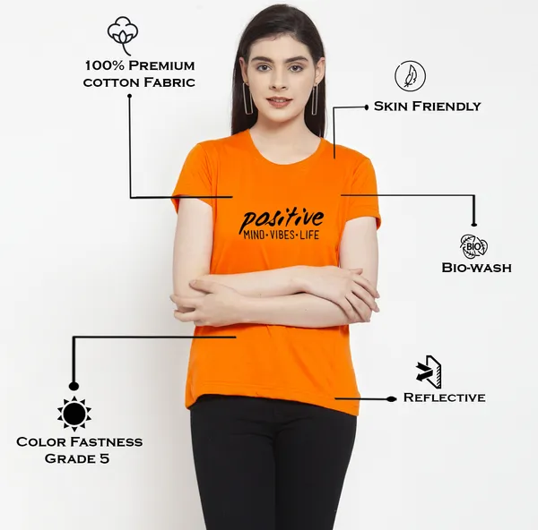 Orange_Cotton_Positive_Vibes_Print_Round_Neck_T-Shirt_For_Women
