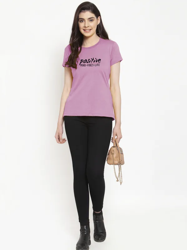 Purple_Cotton_Positive_Vibes_Print_Round_Neck_T-Shirt_For_Women