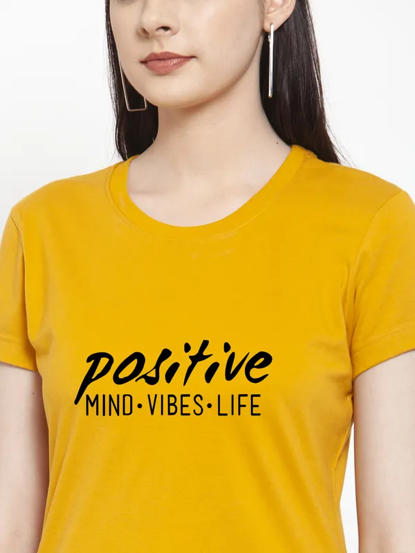 Mustard_Cotton_Positive_Vibes_Print_Round_Neck_T-Shirt_For_Women