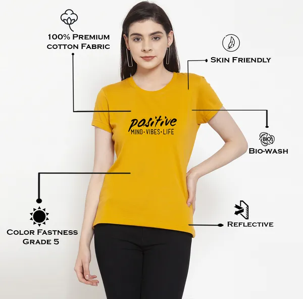 Mustard_Cotton_Positive_Vibes_Print_Round_Neck_T-Shirt_For_Women