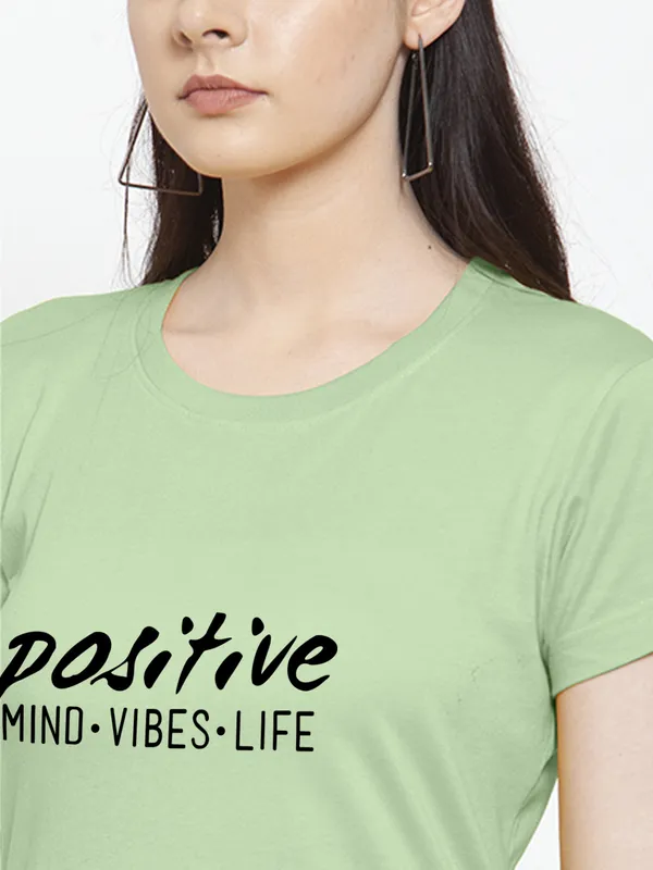 Sea_Green_Cotton_Positive_Vibes_Print_Round_Neck_T-Shirt_For_Women