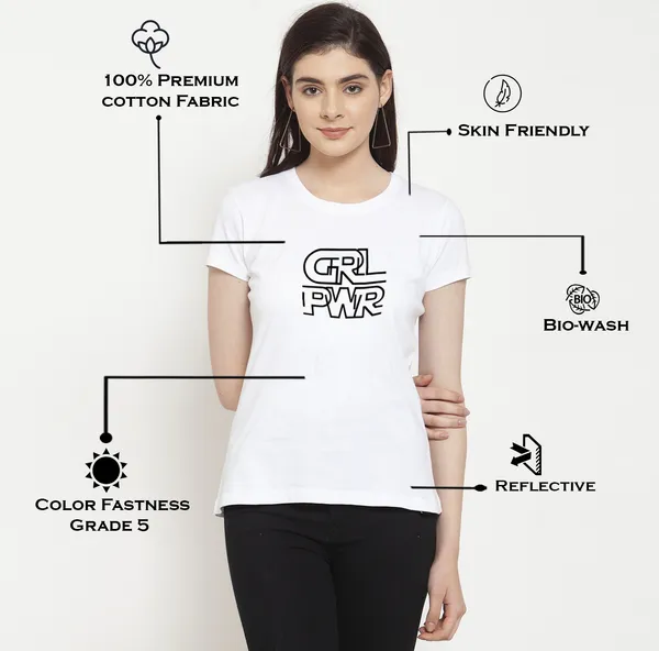 White_Cotton_Girl_Power_Print_Round_Neck_T-Shirt_For_Women