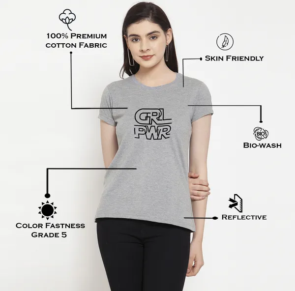 Grey_Cotton_Girl_Power_Print_Round_Neck_T-Shirt_For_Women