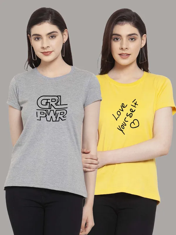Pack_of_2_Grey_&_Yellow_Cotton_Round_Neck_Raglan_Sleeves_Printed_T-Shirt_For_Women