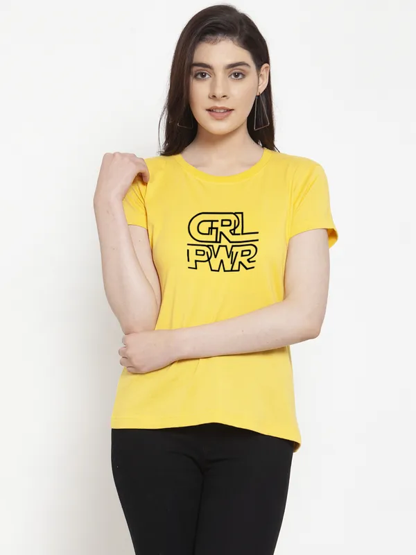 Pack_of_2_Yellow_&_Orange_Cotton_Round_Neck_Raglan_Sleeves_Printed_T-Shirt_For_Women