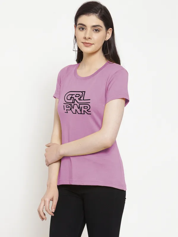 Purple_Cotton_Girl_Power_Print_Round_Neck_T-Shirt_For_Women