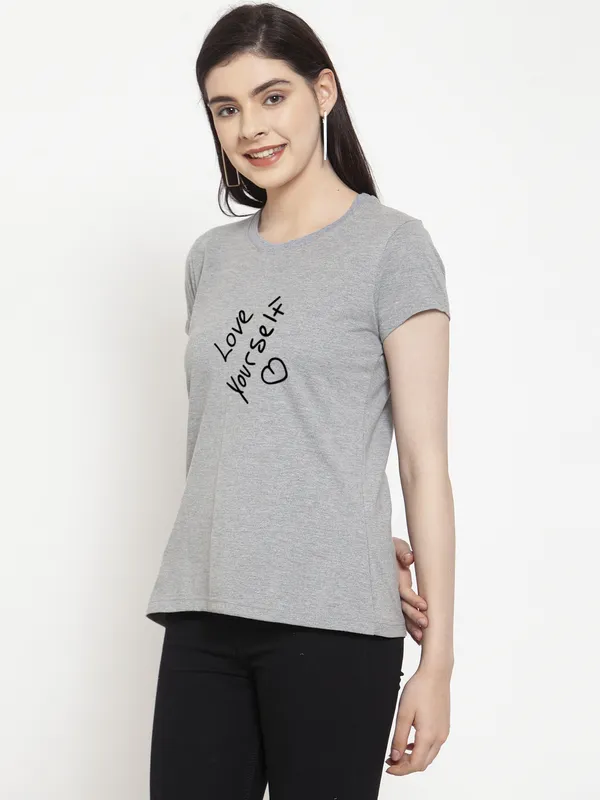 Grey_Cotton_Love_Yourself_Print_Round_Neck_T-Shirt_For_Women