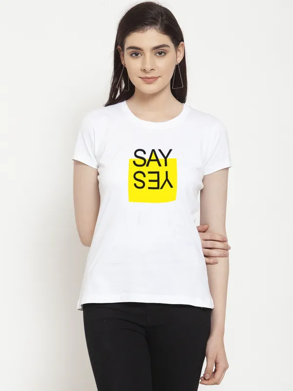 Pack_of_2_Yellow_&_White_Cotton_Round_Neck_Raglan_Sleeves_Printed_T-Shirt_For_Women