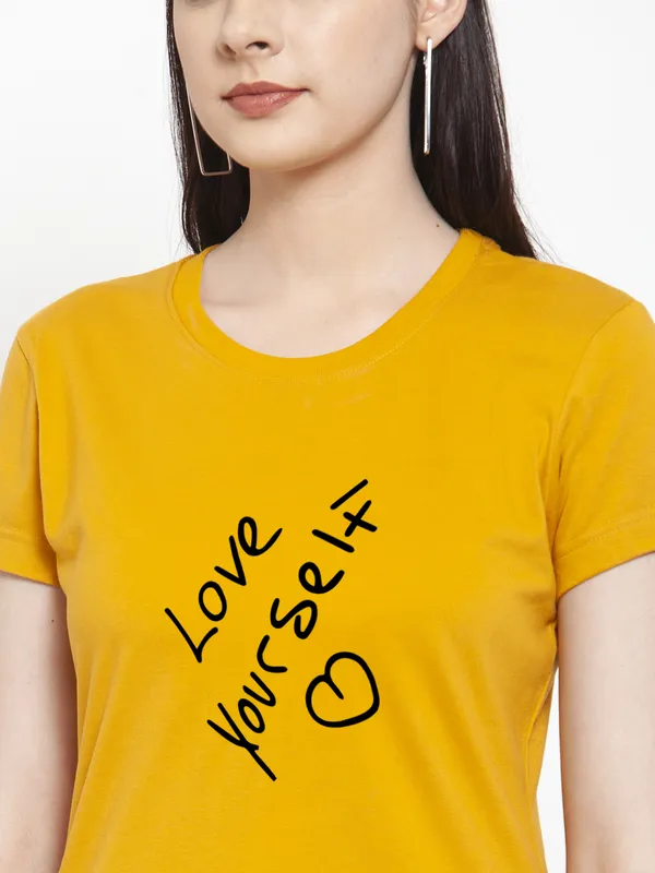 Mustard_Cotton_Love_Yourself_Print_Round_Neck_T-Shirt_For_Women