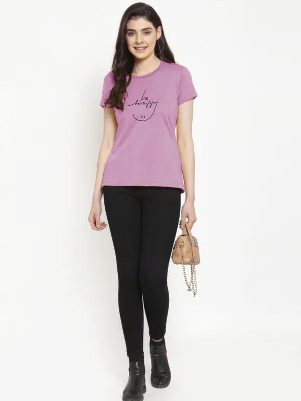 Purple_Cotton_Be_Happy_Print_Round_Neck_T-Shirt_For_Women