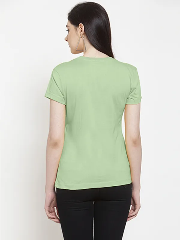 Sea_Green_Cotton_Be_Happy_Print_Round_Neck_T-Shirt_For_Women