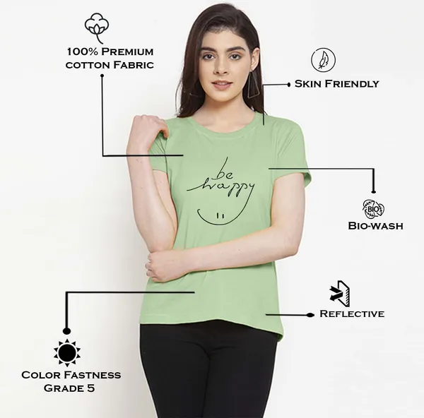 Sea_Green_Cotton_Be_Happy_Print_Round_Neck_T-Shirt_For_Women