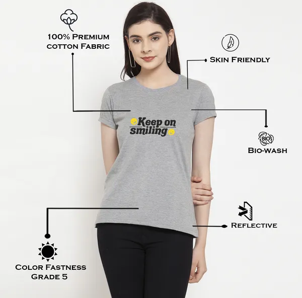 Grey_Cotton_Keep_On_Smiling_Print_Round_Neck_T-Shirt_For_Women