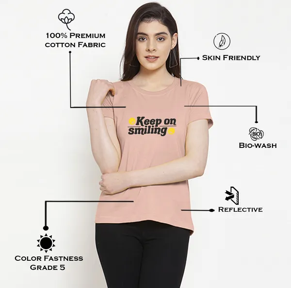 Coral_Cotton_Keep_On_Smiling_Print_Round_Neck_T-Shirt_For_Women