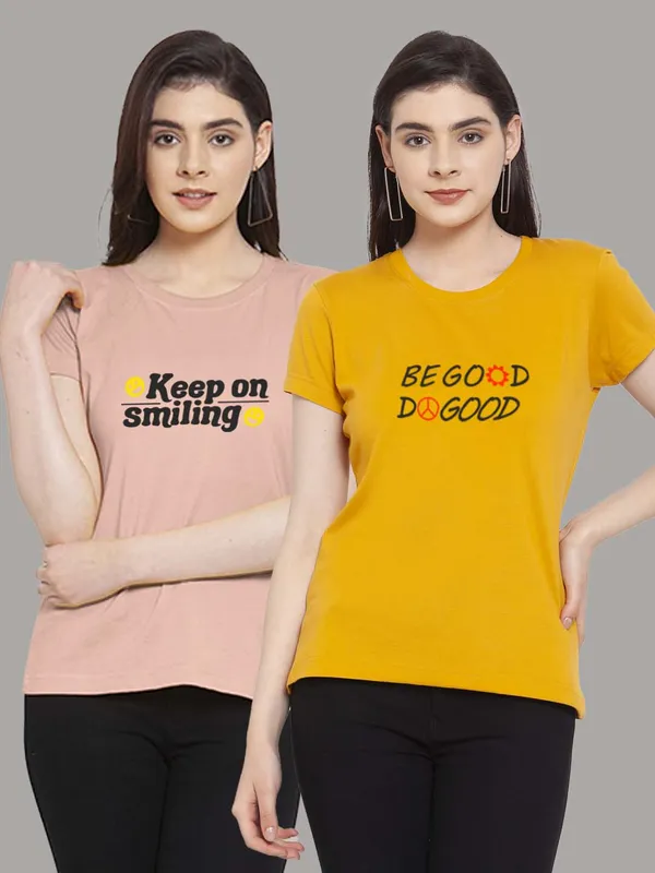 Pack_of_2_Coral_&_Mustard_Cotton_Round_Neck_Raglan_Sleeves_Printed_T-Shirt_For_Women