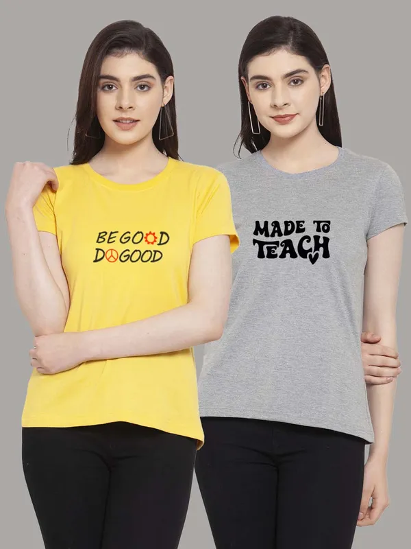 Pack_of_2_Yellow_&_Grey_Cotton_Round_Neck_Raglan_Sleeves_Printed_T-Shirt_For_Women