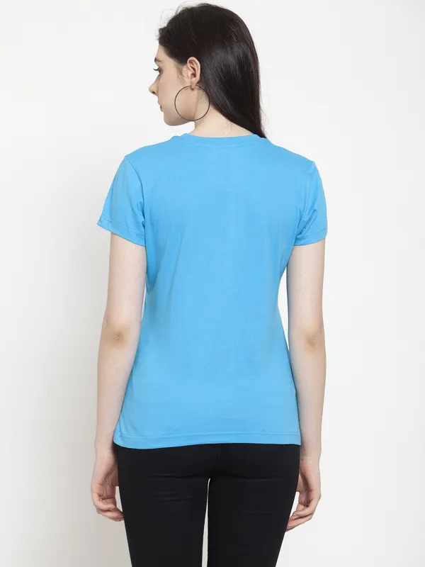 Turquoise_Blue_Cotton_Be_Good_Do_Good_Print_Round_Neck_T-Shirt_For_Women
