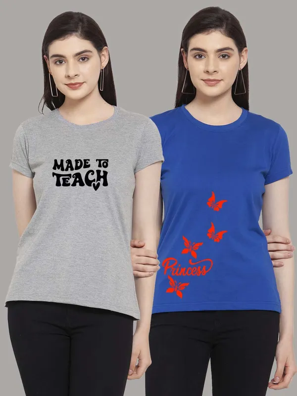 Pack_of_2_Grey_&_Blue_Cotton_Round_Neck_Raglan_Sleeves_Printed_T-Shirt_For_Women