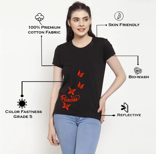 Black_Cotton_Princess_Print_Round_Neck_T-Shirt_For_Women
