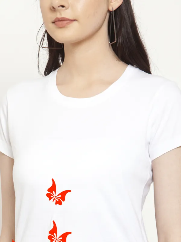 White_Cotton_Princess_Print_Round_Neck_T-Shirt_For_Women