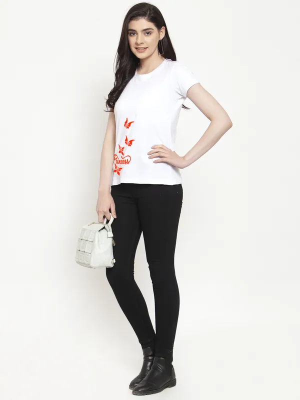 White_Cotton_Princess_Print_Round_Neck_T-Shirt_For_Women