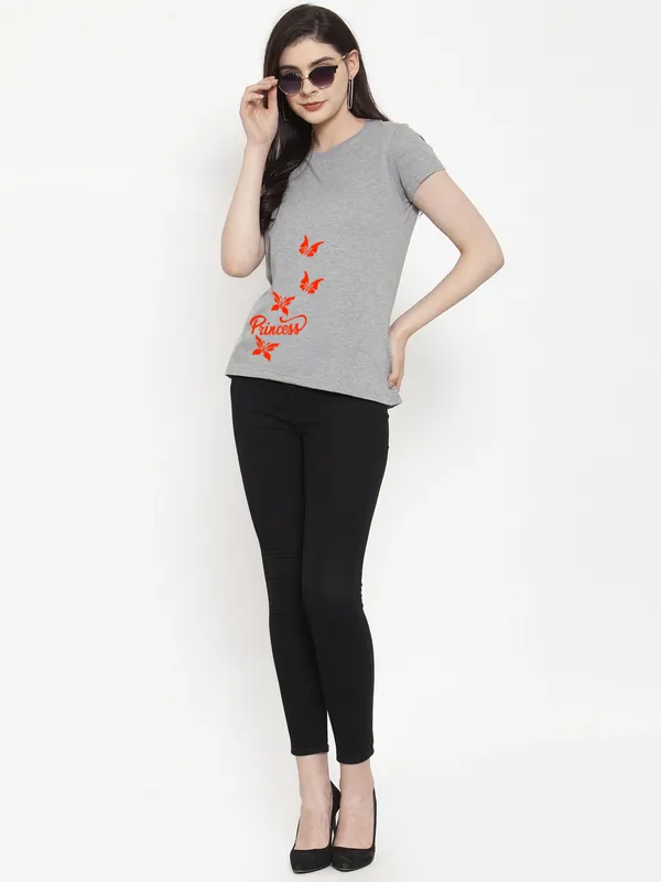 Grey_Cotton_Princess_Print_Round_Neck_T-Shirt_For_Women