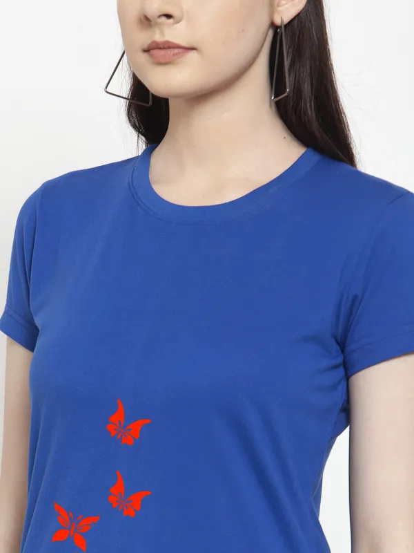 Blue_Cotton_Princess_Print_Round_Neck_T-Shirt_For_Women