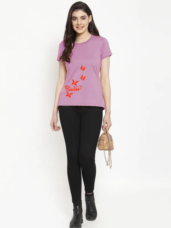 Purple_Cotton_Princess_Print_Round_Neck_T-Shirt_For_Women