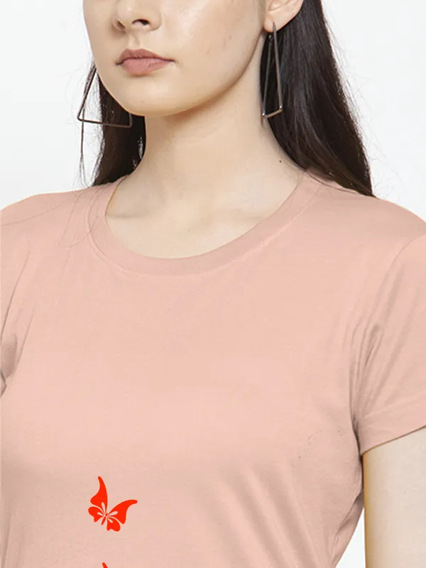 Coral_Cotton_Princess_Print_Round_Neck_T-Shirt_For_Women