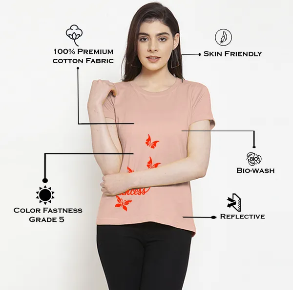 Coral_Cotton_Princess_Print_Round_Neck_T-Shirt_For_Women