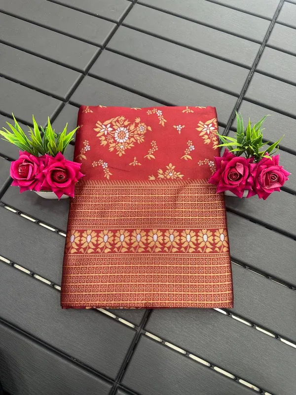 Maroon_Pure_Kanjivaram_Silk_Saree_With_Brocade_Blouse_For_Women