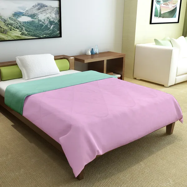 Solid_Single_Comforter_for_AC_Room_(Polyester,_Pink_and_Sea_Green)