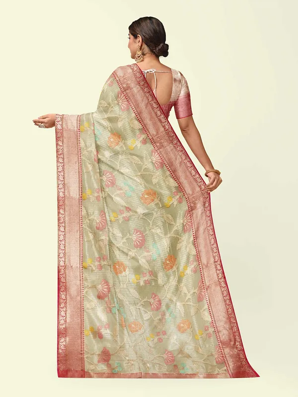 Beige_Cotton_Blend_Banarasi_Sarees_For_Women