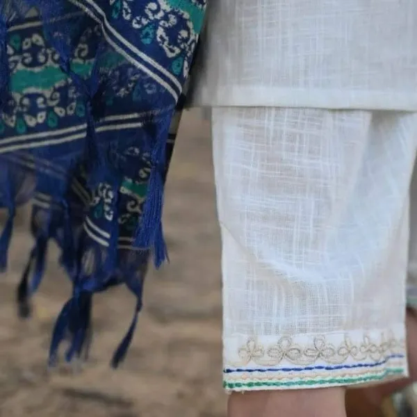 White_Cotton_Kurta_and_Pant_with_Dupatta_Set